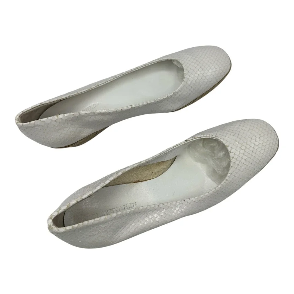 Hollywoud White Snake Embossed Wedge Espadrille Heels Made in Italy Size 7